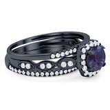 Three Piece Round Natural Stone Bridal Ring