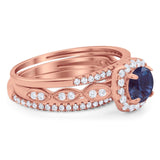Three Piece Round Natural Stone Bridal Ring