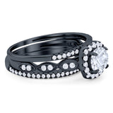Three Piece Round Natural Stone Bridal Ring