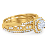 Three Piece Round Natural Stone Bridal Ring
