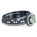 Three Piece Round Natural Stone Bridal Ring