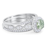 Three Piece Round Natural Stone Bridal Ring