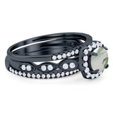 Three Piece Round Natural Stone Bridal Ring