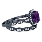 Two Piece Round Natural Stone Ring