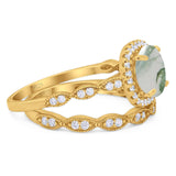 Two Piece Round Natural Stone Ring