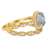 Two Piece Round Natural Stone Ring