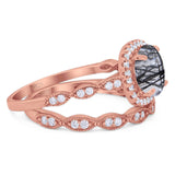 Two Piece Round Natural Stone Ring