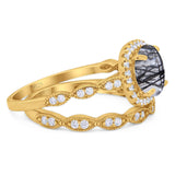 Two Piece Round Natural Stone Ring