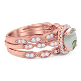 Three Piece Round Natural Stone Bridal Ring