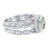 Three Piece Round Natural Stone Bridal Ring