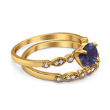 Two Piece Round Natural Stone Ring