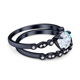 Two Piece Round Natural Stone Ring