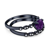 Two Piece Round Natural Stone Ring