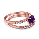 Two Piece Round Natural Stone Ring