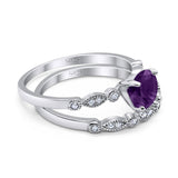 Two Piece Round Natural Stone Ring