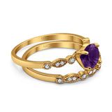 Two Piece Round Natural Stone Ring