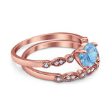 Two Piece Round Natural Stone Ring