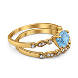 Two Piece Round Natural Stone Ring