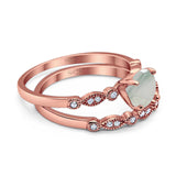 Two Piece Round Natural Stone Ring