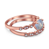 Two Piece Round Natural Stone Ring