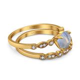 Two Piece Round Natural Stone Ring