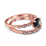 Two Piece Round Natural Stone Ring