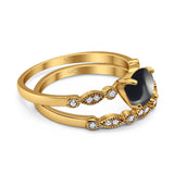 Two Piece Round Natural Stone Ring