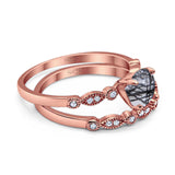 Two Piece Round Natural Stone Ring