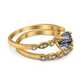 Two Piece Round Natural Stone Ring
