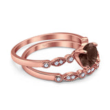 Two Piece Round Natural Stone Ring