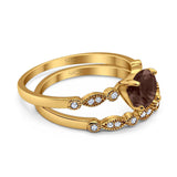 Two Piece Round Natural Stone Ring