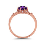 Floral Accent Round Natural Stone Ring