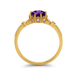 Floral Accent Round Natural Stone Ring