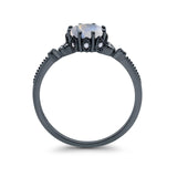 Floral Accent Round Natural Stone Ring