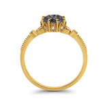 Floral Accent Round Natural Stone Ring