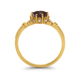 Floral Accent Round Natural Stone Ring