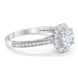 Art Deco Round Natural Stone Wedding Ring