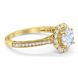 Art Deco Round Natural Stone Wedding Ring
