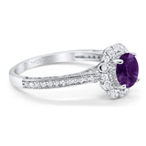 Art Deco Round Natural Stone Wedding Ring