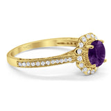 Art Deco Round Natural Stone Wedding Ring