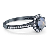 Art Deco Round Natural Stone Wedding Ring