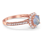 Art Deco Round Natural Stone Wedding Ring