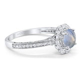 Art Deco Round Natural Stone Wedding Ring