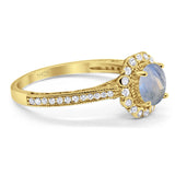 Art Deco Round Natural Stone Wedding Ring