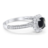 Art Deco Round Natural Stone Wedding Ring
