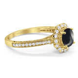 Art Deco Round Natural Stone Wedding Ring