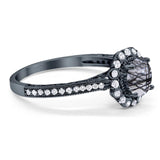 Art Deco Round Natural Stone Wedding Ring
