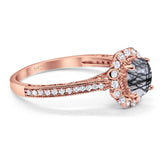 Art Deco Round Natural Stone Wedding Ring