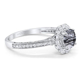 Art Deco Round Natural Stone Wedding Ring