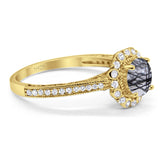 Art Deco Round Natural Stone Wedding Ring